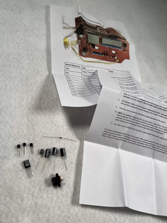 Repair Kit for Grandstand Astro Wars Game. Capacitors,Transistors,Diode DC Jack