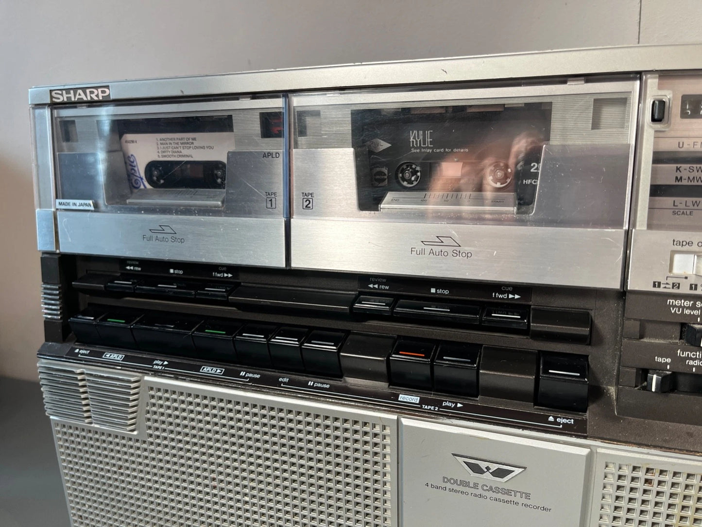 Boombox. Sharp GF-555 NEW BELTS, PINCH ROLLERS etc. 1980s Radio Cassette