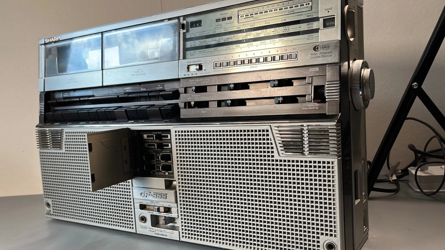 Sharp Boombox. NEW BELTS and Service. GF-555 1980s Radio Cassette. Fully Working