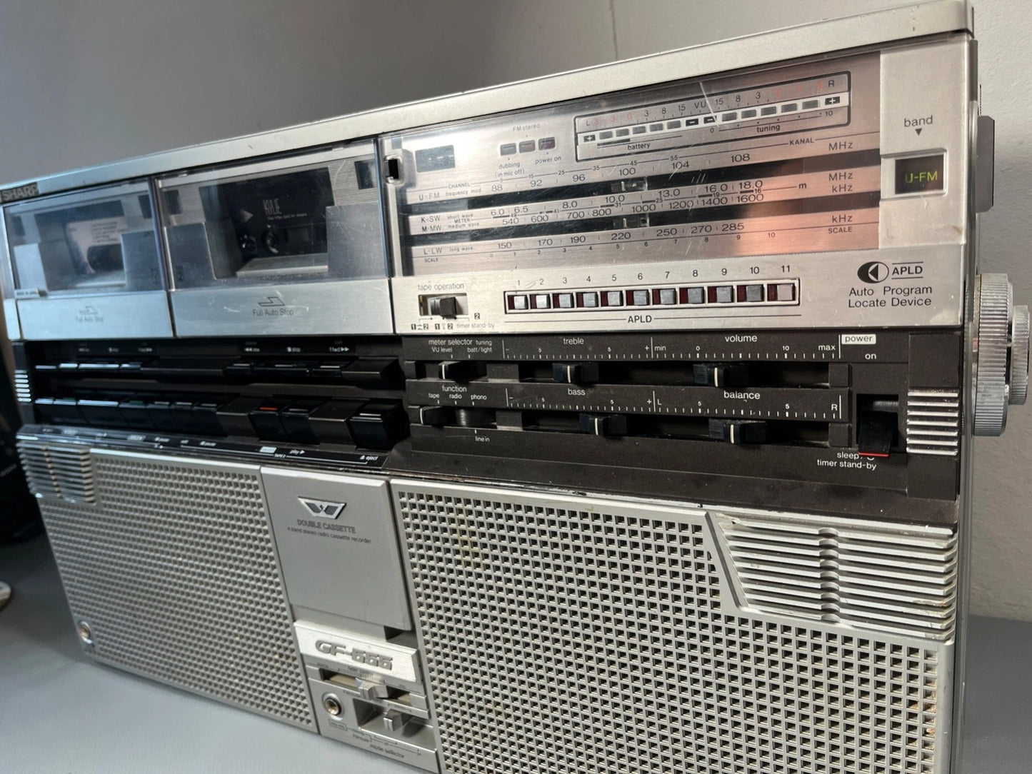 Boombox. Sharp GF-555 NEW BELTS, PINCH ROLLERS etc. 1980s Radio Cassette