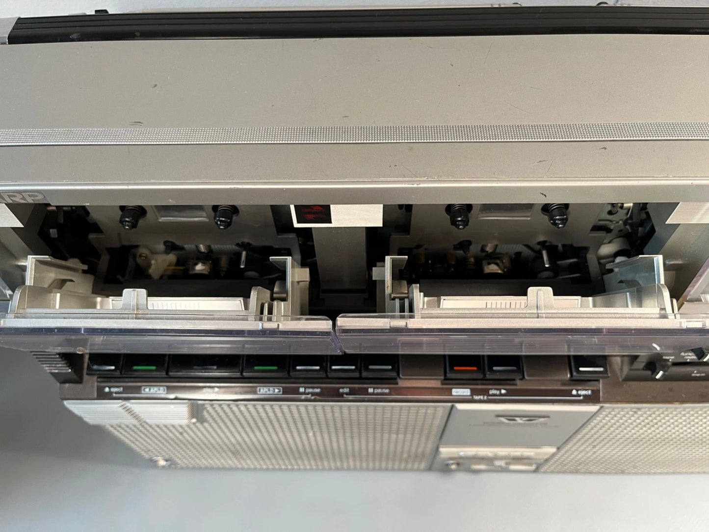 Boombox. Sharp GF-555 NEW BELTS, PINCH ROLLERS etc. 1980s Radio Cassette