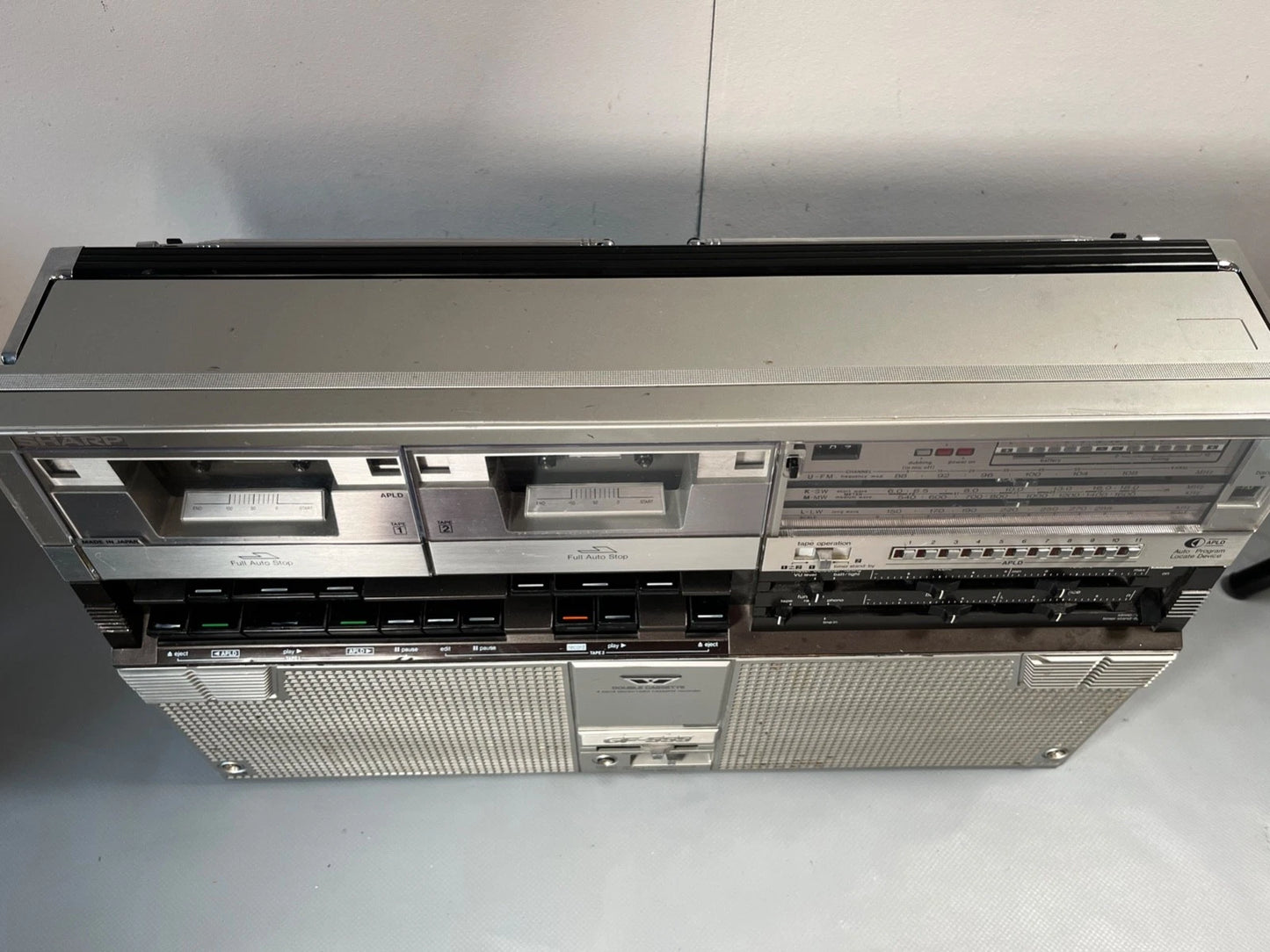 Boombox. Sharp GF-555 NEW BELTS, PINCH ROLLERS etc. 1980s Radio Cassette