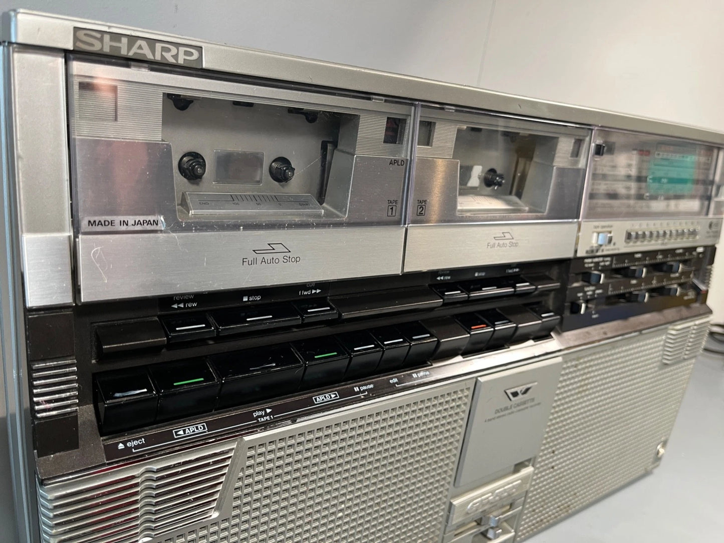 Boombox. Sharp GF-555 NEW BELTS, PINCH ROLLERS etc. 1980s Radio Cassette
