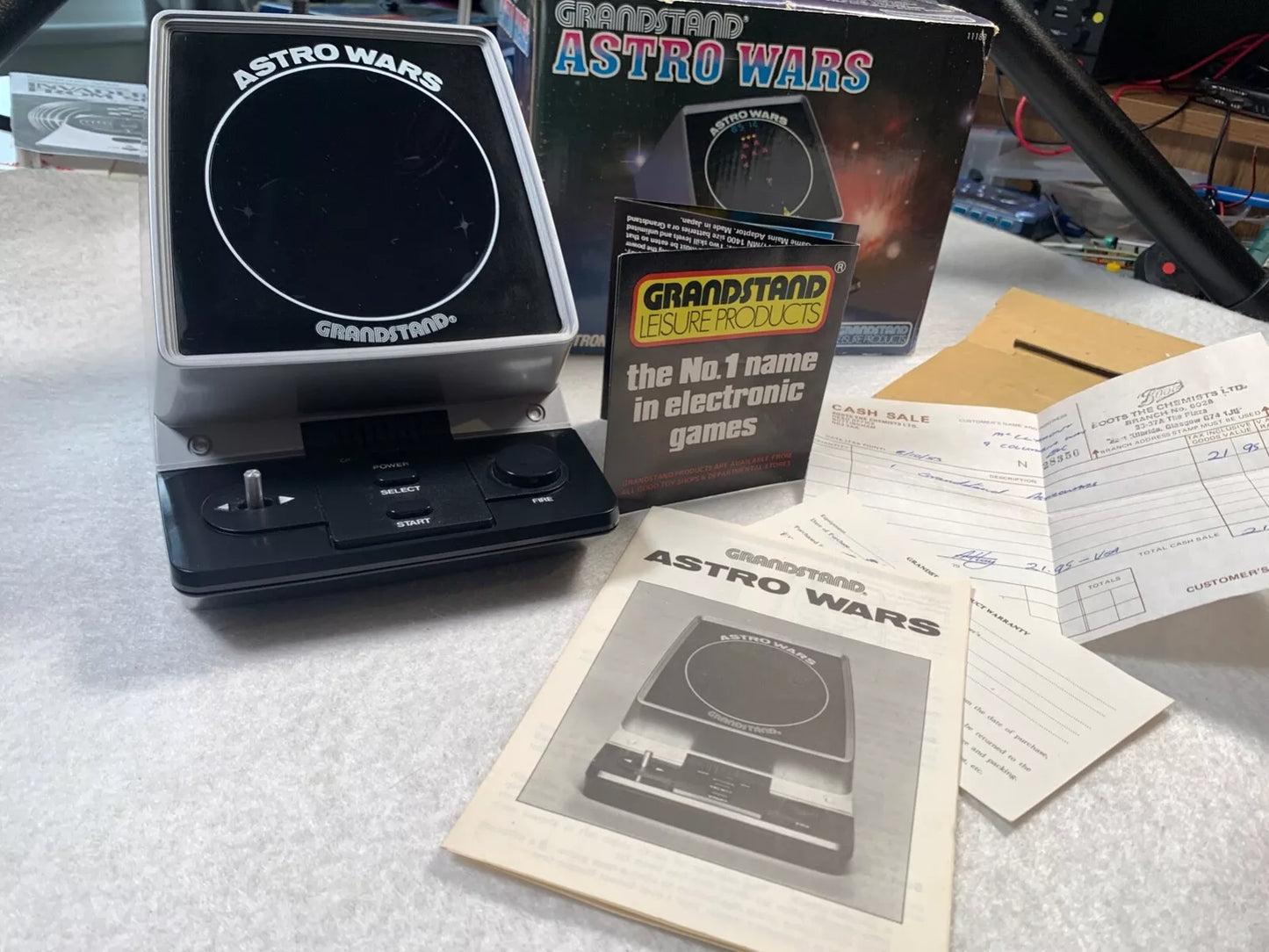 Astro Wars Grandstand Tabletop VFD Game Boxed with Instructions
