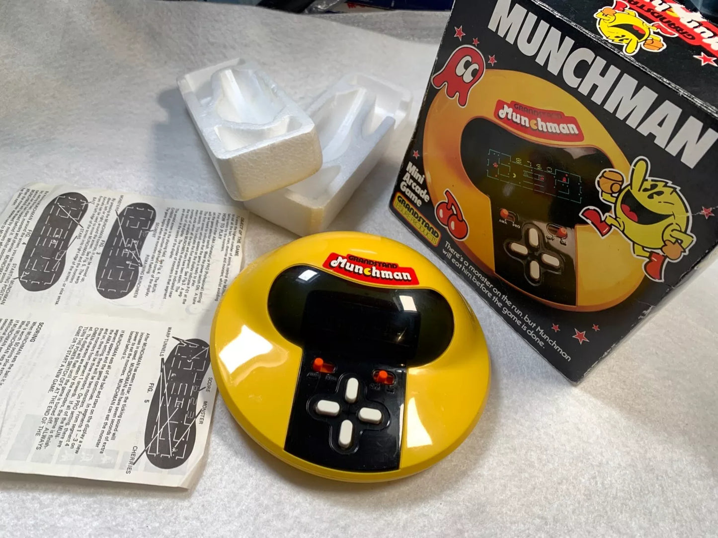 Munchman Grandstand VFD Tabletop Electronic Game Boxed
