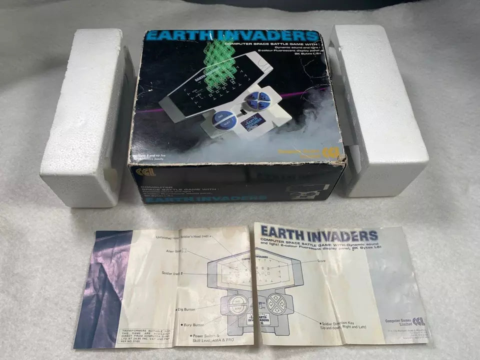 Earth Invaders CGL Handheld Electronic Game with Box & Instructions