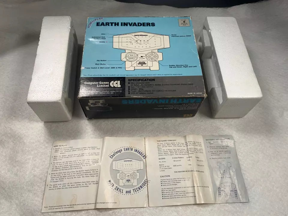 Earth Invaders CGL Handheld Electronic Game with Box & Instructions