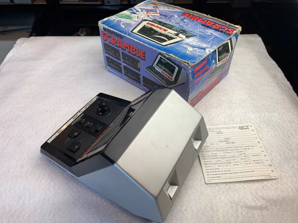 Scramble Grandstand VFD Tabletop Electronic Game with Box Rare Red Font