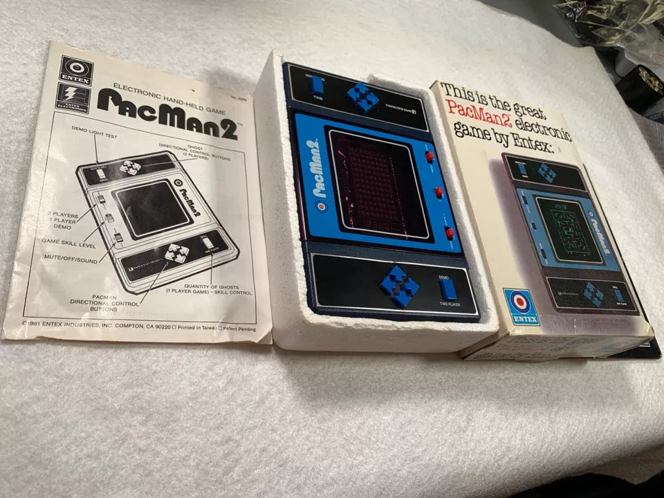 Pacman 2 Entex VFD Handheld Electronic Game Boxed with Instructions